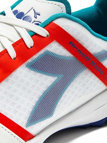 Diadora Brasil ELITE Turf Soccer Shoe - Water-Resistant Suprellsoft, Non-Slip PU Heel Lining, Flex Points on Insole, Fine Craftsmanship (Blue/White/Orange, US Footwear Size System, Adult, Men, Numeric, Medium, 11.5) in Saudi Arabia
