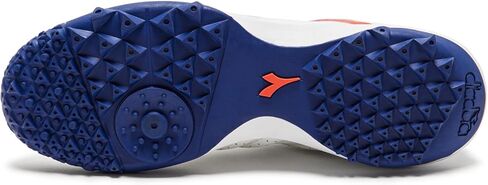 Diadora Brasil ELITE Turf Soccer Shoe - Water-Resistant Suprellsoft, Non-Slip PU Heel Lining, Flex Points on Insole, Fine Craftsmanship (Blue/White/Orange, US Footwear Size System, Adult, Men, Numeric, Medium, 11.5) in Saudi Arabia