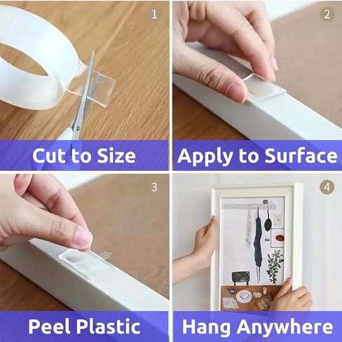 Double Sided Tape Heavy Duty, Nano Adhesive Tape, Clear Mounting Tape, Strong Picture Hanging Strips, 16.5ft (198in) Roll in Saudi Arabia