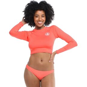 Body Glove Women's Standard Let It Be Long Sleeve Crop Top Rashguard with UPF 50, Periwinkle