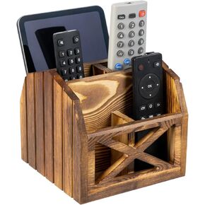 Remote Control Holder,TV Remote Holder,Remote Caddy,Solid Wood Remote Control Holder with Farmhouse Design
