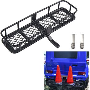 Metal 6.41"x1.92" RC Back Hitch Cargo Carrier Luggage Basket Rear Carrier Mount Trailer Compatible with RC4WD Traxxas TRX4 Axial SCX10 90046 SCX10 III D90 Redcat Gen7 1/10 RC Crawler Car