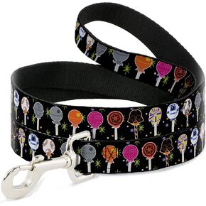 Buckle-Down Star Wars Pet Leash, Dog Leash, Star Wars Festive Lollipop Icons Multi Color, 4 Feet Long 0.5 Inch Wide