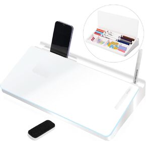 Glass Desktop Whiteboard Dry Erase Board Computer Keyboard Stand Desk White Board Organizers with Accessories 2 Markers,1 Eraser for Office, Home, School Supplies