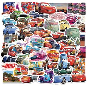 50 Pcs Cartoon Movie Cars Stickers for Water Bottle Waterproof Vinyl Animation Cars Movie Decals for Kids Laptop Tablet Scrapbook Binders Luggage Skateboard