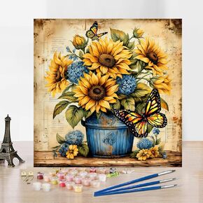 Croshom Sunflower Paint by Numbers Kit للبالغين ، طلاء البالغين من عباد الشمس بواسطة مجموعات الأرقام ، وطلاء عباد الشمس الأكريلي in Kuwait
