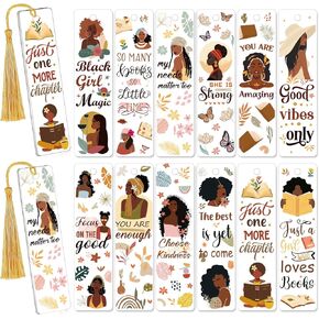 Afritee UV DTF الإرشادات لفات - 24 PCS Girl Black Girl Quotes Qurylic Bookmark Sticker ، Floral Butterflies Cold Transfer Stickers for Workmarks UVDTF Decals Decorts Hompts لمحبي الكتب