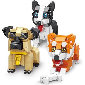 Micro Mini Blocks Dog，Cute Animal Building Blocks，Pet Micro Mini Building Blocks，3D Puzzle Collection Animal Model Toys Building Bricks for Kids (Papillon Ji Wawa Beagle Dogs)