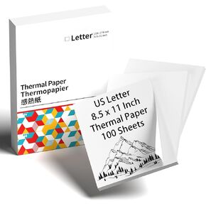Memoqueen Thermal Paper 8.5 x 11 White US Letter Thermal Printer Paper Compatible with M08F, M832, M833, M834, M835, MT800 Portable Printer, Quick-Dry Size 8.5" x 11" Business Paper Label, 100 Sheets