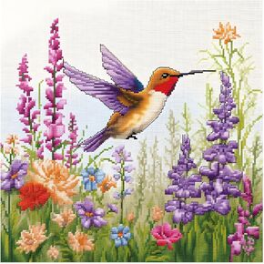 51buyoutgo Hummingbird Cross Stitch Kits, 11 Ct Count Pre Printed Counted Stamped Cross Stitch Embroidery Needlepoint Pattern Kits for Adults Beginners, Animal Easy Advanced Crossstitch Crossstitching