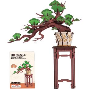Rowood 3D Wooden Puzzles for Adults,DIY Pine Bonsai Tree Botanical Collection Building Set,Craft Kit Gift for Kids on Christmas Birthday ThanksgivingDay-Evergreen Pine Bonsai