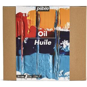 PEBEO - استوديو زيت XL - مجموعة 24 أنابيب 20 مل ألوان متنوعة + الملحقات - مجموعة الطلاء الزيتية للفنان والمبتدئين - فرش + ملعقة + من الورق المقوى - ألوان مضيئة