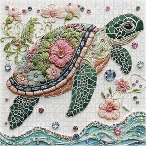 Sea Turtle 1000 Piece Puzzle for Adults, PICKFORU Wave Spirit Jigsaw Puzzle 1000 Pieces, Nature Animal Art Puzzles as Home Decor