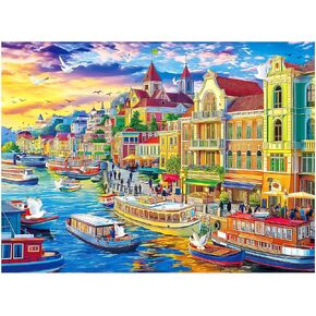 ALL4JIG Harbor City Fun Jigsaw Puzzles for Adults and Kids, 500 Pieces, 20.47" x 14.96", Christmas Secret Santa Gift, White Elephant Gifts, Number Partitioned for Easy Solving