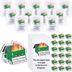 40 Pcs Employee Appreciation Gifts Bulk, Included Positve Acrylic Paper Snack Clips and Funny Thank You Cards for Men Women Employee Coworker Staff Office Kitchen Supplies (Dumpster Fire)