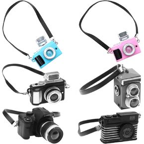 ONEST 6 Pieces Mini Camera Toys for Doll Accessories Miniature Camera Ornament Mini Dollhouse Toy Vintage Prop Camera for Mini Decoration Furniture Accessories Photography Props