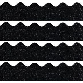 30 PCS 13 Inges Glitter Bulletin Board Borders Wide Rqualloped Trim Trim Classroom Wall Borders for School Party Wall Black