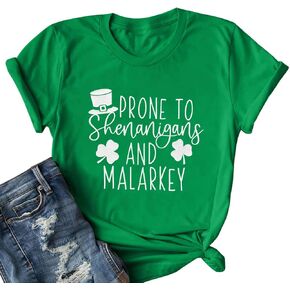 قميص FYAPHION St Patricks Day للنساء منسق قمصان Shenanigans جرافيك شامروك بأكمام قصيرة تي شيرت