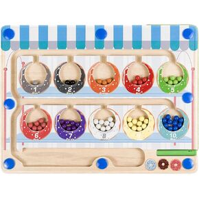 Montessori Toys for 3 Year Old, Macaroon Magnetic Color and Number Maze, Wooden Puzzle Activity Board, Learning Educational Toy for Toddler 3 4 5 6, Toys Idea Christmas Boy Girl