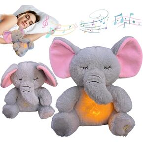 Anxiety Relief Koala Elephant, Breathing Teddy Anxiety Bear with Calming Music, Lights, Sleeping Otter Plush, Soothing Elephant for Adults & Kids, Stress Relief Stuffed Animal