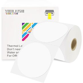 3 X 3 Inch Color Coding Dot Labels Circle Thermal Printable Waterproof 500 Pcs Round Stickers Adhesive Writable for Office, Home, Garage, DIY Sticker, Barcodes, Name Tag, White