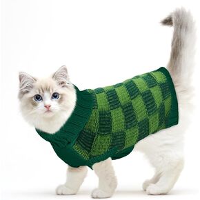 Dog Sweater Sizes XS to XXL, Christmas Dog Sweaters Suitable for Small to Large Dogs,Warm, Soft Dog Turtleneck Sweater Plaid Perfect for Fall, Winter, Everyday Wear Outdoor Walks(Green,XS)