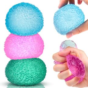 3 Pcs Sensory Balls, Stress Balls for Kids, Squishy Fidget Toys, Kids Textured Multi Ball High Density Memory Gel Filled Fidget Toy for Anxiety Relief Soft Sensory Squeeze Toys for Adults Kids