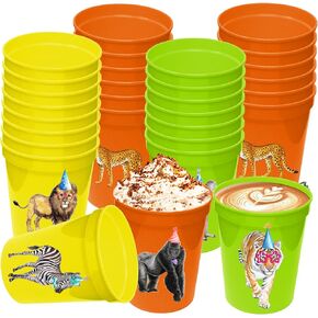 18pcs jungle Animal Plastic Cups Animal Party Party Favors 12 Oz عيد ميلاد ولوازم الحفلات لـ Jungle Safari The Animal Thief Girt