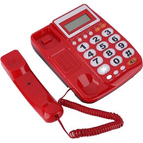 Desktop Corded Telephone - Landline Phone with Caller ID Display - with Speakerphone - Large Buttons - for Home,Office,Hotel,Business (Red)