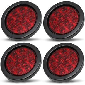 MADCATZ (Pack of 4 4 Inch Smoked Lens White 12 LED Round Clearance Lamp Back up Reverse Light Waterproof 3 Prong Plug Rubbers Trailer Heavy Duty Truck Caravan Bus Boat 12V DC GA12