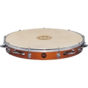 Meinl Percussion 12" Pandeiro with Traditional Frame and Chrome Plated Steel Jingles-NOT Made in China-Tunable Goat Skin Head, 2-Year Warranty, Wood/Brown (PA12CN-M),Wood/ Brown