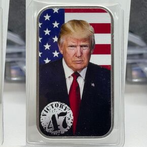 1 oz 2025 silver colorized Trump bar Victory 47 president
