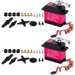 40KG Powerful RC Servo High Torque Servo Motor Digital Servo All Metal Gear Steering Servo Equipped with 25T Servo Arm, Ideal for 1/8, 1/10, 1/12 RC Car Crawler Robot | Adjustable Angle 270°