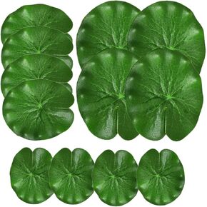 12Pcs Green Realistic Lily Pads Leaves for Ponds, Artificial Floating Foam Leaves Realistic Lily Pads Foliage Pond Decor Leaves for Koi Fish Pool Patio Aquarium Decoration (3 Size)