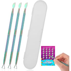 3PCS Lottery Ticket Scratcher Tool, Lotto Scratcher Label Scraper for Lottery Ticket, Metal Lottery Scratcher, Scratch Off Tool, Multi-Use Scraping Tool for Tickets Stickers Labels Films, Rainbow