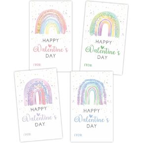 4 Colors Happy Valentine's Day Stickers Set - 40 Pcs Watercolor Rainbow Tag Stickers - Valentine's Day Stickers For Gift Wrapping, Envelopes, Cards, Valentine's Day Decorations Accessories - A07