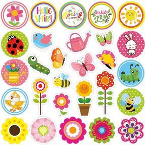 Joy Bang 344 Pcs Spring Flowers Stickers for Kids, 24 Sheets Butterfly Bug Animal Nature Stickers for Water Bottles Laptop Cards Envelopes, Garden Stickers for Teacher School Classroom Party Favors