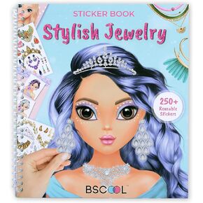 Sticker Stylish Dress-Up Jewelry. Sticker Activity Book for Kids. Learn Girls Fashion Design with Guides for Kids 5 and up with 250+ Reusable Stickers. Gift for Girls Ages 5,6,7,8