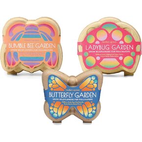Modern Sprout Curious Critters Garden Activity Kit 3-Pack, Garden Seed Starter, Wildflower Mixed Seed Packet, Butterfly, Ladybug & Bumblebee