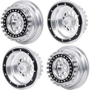 QUE-T Aluminium Beadlock Wheels for 1/7 Unlimited Desert Racer UDR Wheel Hubs,Pack of 4,Suit for Tires 101063-00 Only (Titanium & Black)