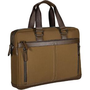 Banuce Slim Briefcase for Men Waterproof Nylon Stylish 14 Inch Laptop Bag Business Work Bag Brown