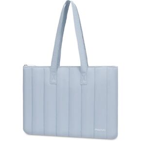 MOSISO Laptop Tote Bag, 13-13.3 inch Laptop Bag Compatible with MacBook Pro 14, HP, Dell, Lenovo, Asus Notebook, Vertical Quilted Casual Computer Briefcase for Business Office Work, Baby Blue