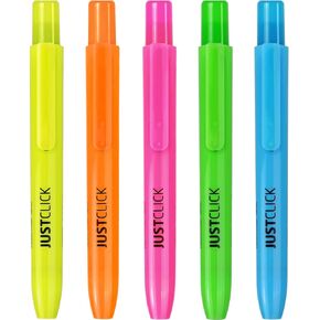 carrotez Retractable Highlighters Assorted Colors, Multi Color Fluorescent Highlighters, Click Highlighter Markers, Chisel Tip, Pack of 5