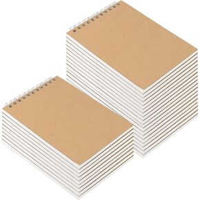 HOZEON 30 PCS A6 Size Top Spiral Bound Sketch Notebooks, Blank Kraft Brown Cardboard Cover Sketch Pad for Animation, Sketching, Drawing, Doodling and Journaling, 60 Sheets for Each Pad