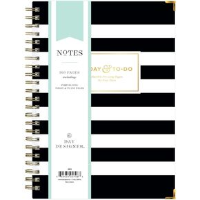 Blue Sky Day Designer for Today To-Do Notebook, 160 Ruled Pages, Twin-Wire Binding, Hardcover, 5.75'' x 8.5'', Black Stripe
