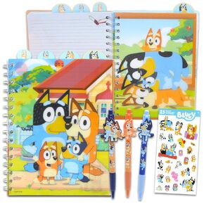 Bluey Tabbed Journal Set - Bundle with Bluey Notebook with Tab Dividers, Pens, Stickers, More for Kids, Adults | Bluey Journal Notebook Stationery