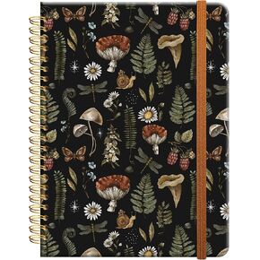 Ruled Spiral Writing Notebook,A5 Hardcover Lined College Journal for Women Lady Girl,Strong Twin-Wire Binding with Premium Paper,8.4" X 6",Perfect for School,Office,Home Gifts(Vintage Mushroom)