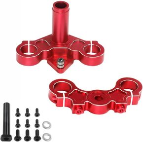 Aluminum RC Triple Clamp Set Upgrades Parts for 1/4 LOSI Promoto-MX Motorcycle RTR Dirt Bike ，Replace # LOS264004 (Red)