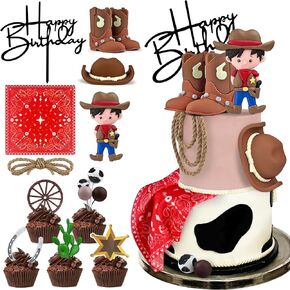 Cowboy Cake Decorations Cowboy Hat and Boot Cake Toppers Western Cowboy Cowgirl Birthday Baby Shower for Western Theme Party Favors Supplies
