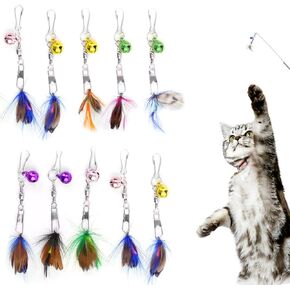 Oncpcare 10 PCS Mini Cat Teaser Refill, Cat Feather Toys Replacement for Indoor Cats, Interactive Cat Insect Toys Fly Bug Cat Toys for Wand